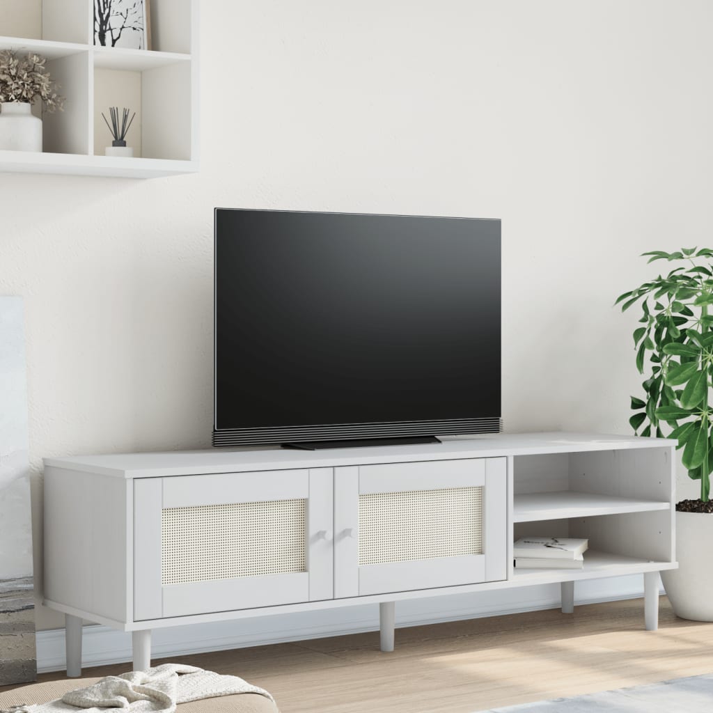 vidaXL Tv-meubel SENJA 158x40x49 cm rattan-look grenenhout bruin