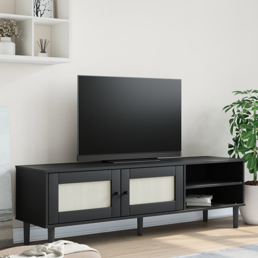 vidaXL Tv-meubel SENJA 158x40x49 cm rattan-look grenenhout bruin