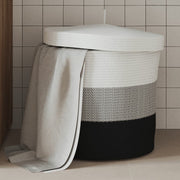 vidaXL Storage Basket with Lid Ø 40x35 cm Cotton White and Black