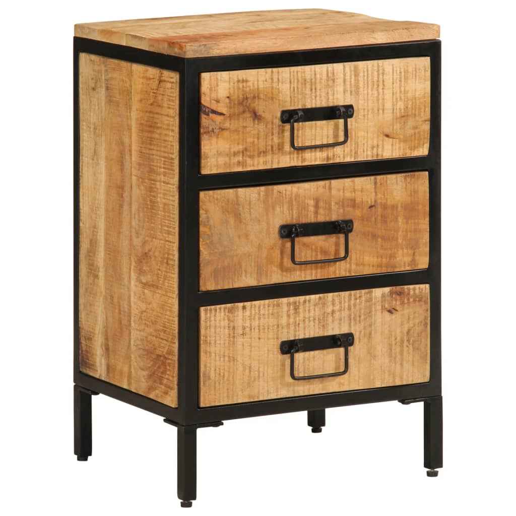 vidaXL Nachtkastje met 2 lades 40x35x53 cm massief ruw mangohout