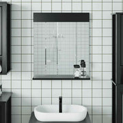 vidaXL Badkamerspiegel met schap BERG 60x12x70 cm massief hout zwart