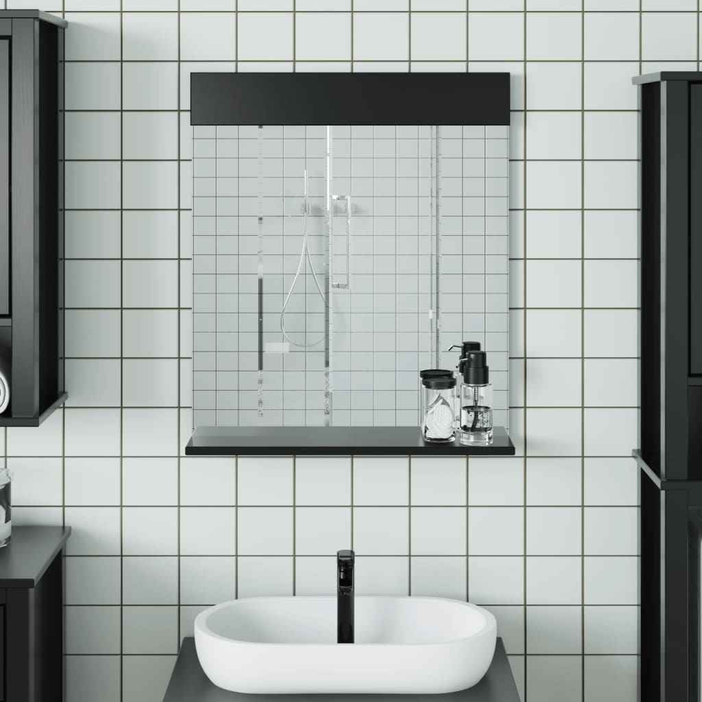 vidaXL Badkamerspiegel met schap BERG 60x12x70 cm massief hout zwart
