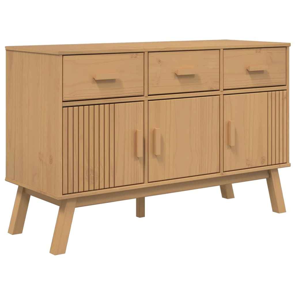 vidaXL Dressoir OLDEN 114x43x73,5 cm massief grenenhout grijs en bruin