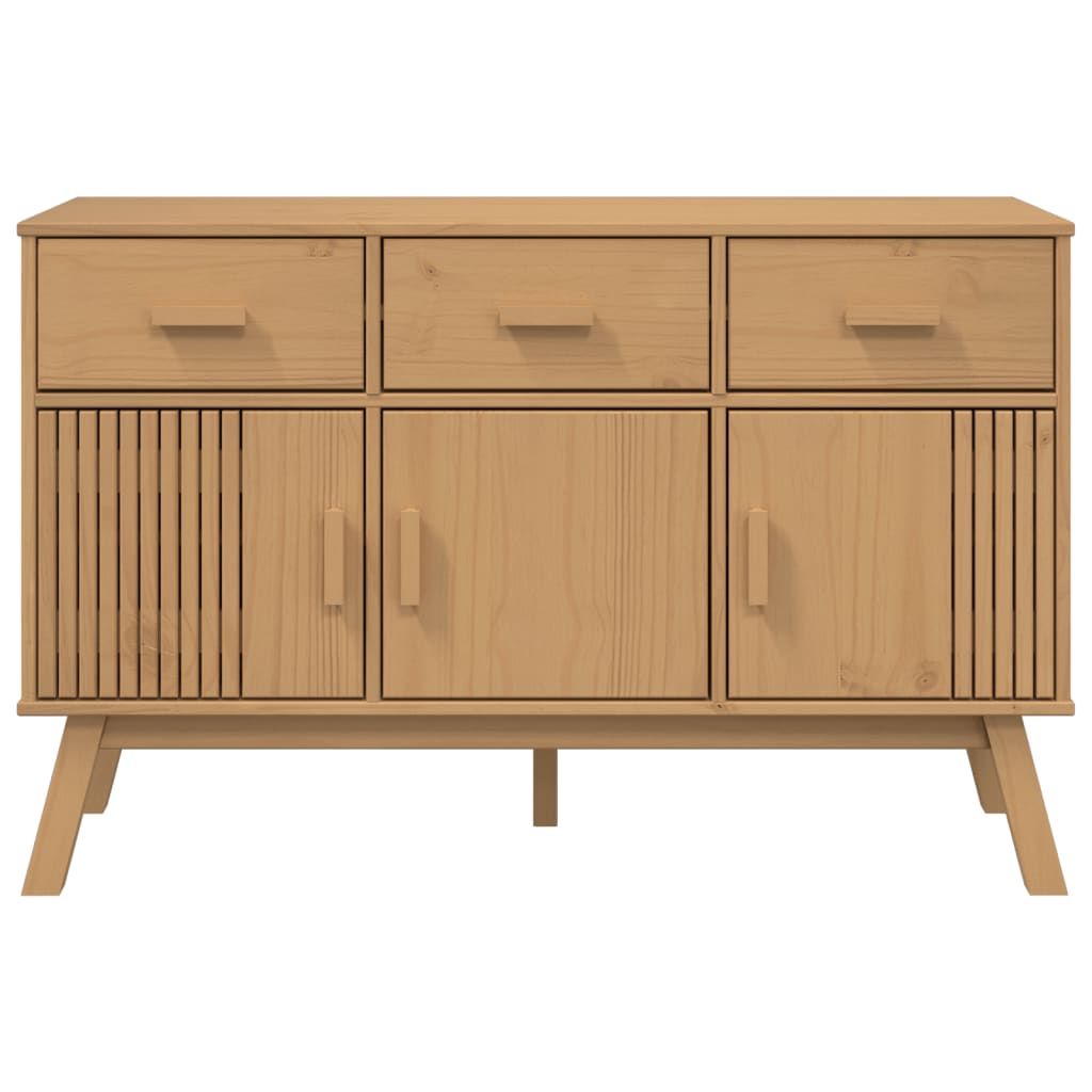 vidaXL Dressoir OLDEN 114x43x73,5 cm massief grenenhout grijs en bruin