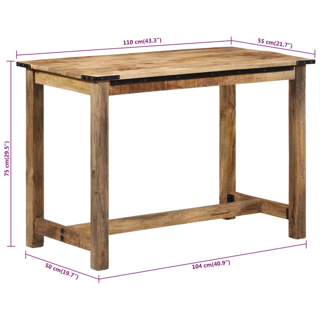 vidaXL Eettafel 110x55x75 cm massief mangohout