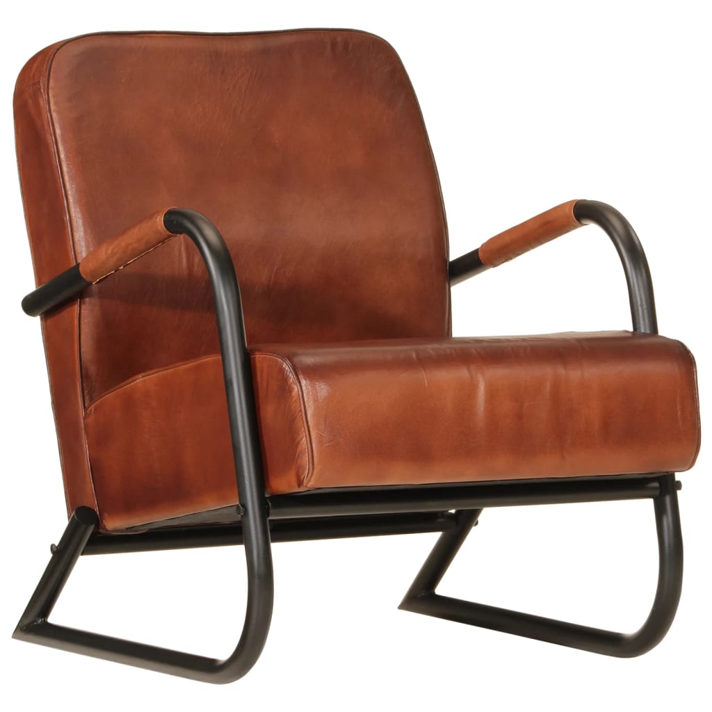 vidaXL Armchair genuine leather brown