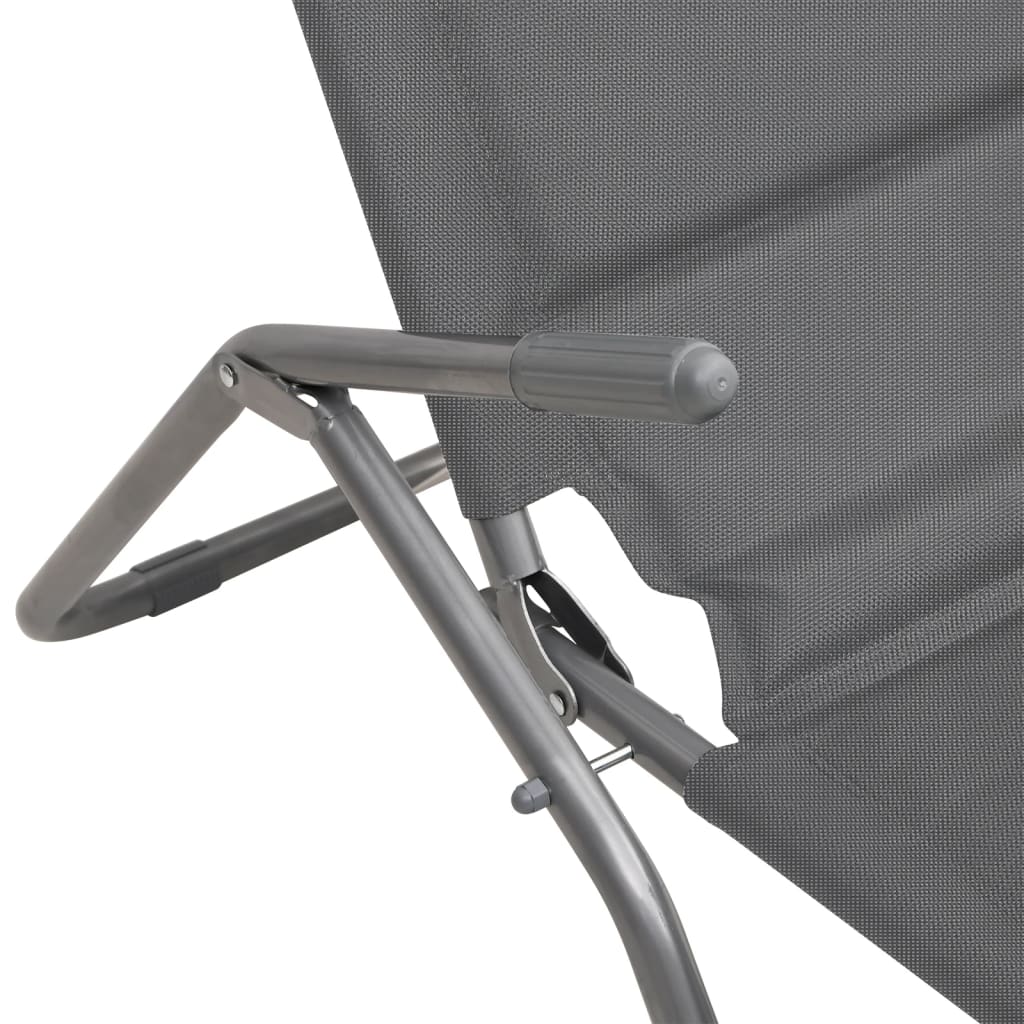 vidaXL Sun Loungers 2 pcs Foldable Textilene and Powder-Coated Steel Taupe