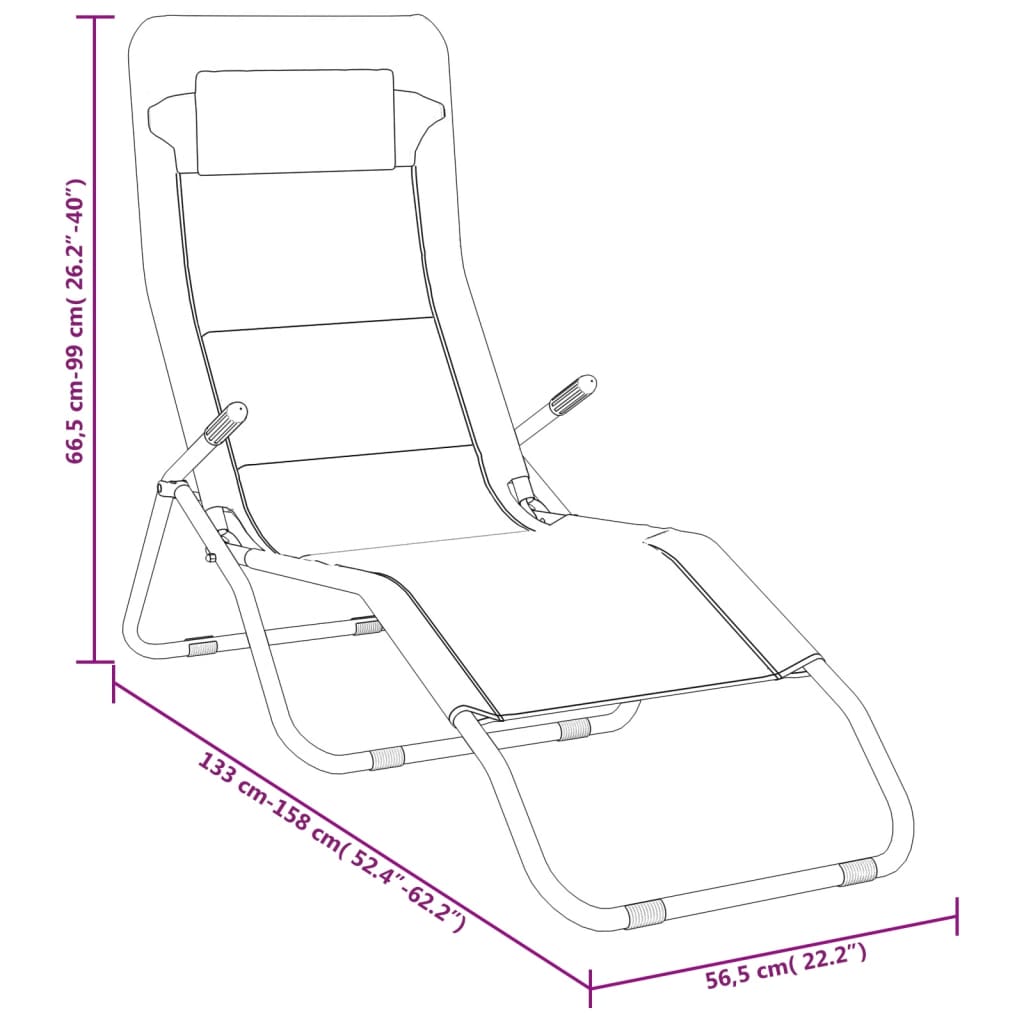 vidaXL Sun Loungers 2 pcs Foldable Textilene and Powder-Coated Steel Taupe
