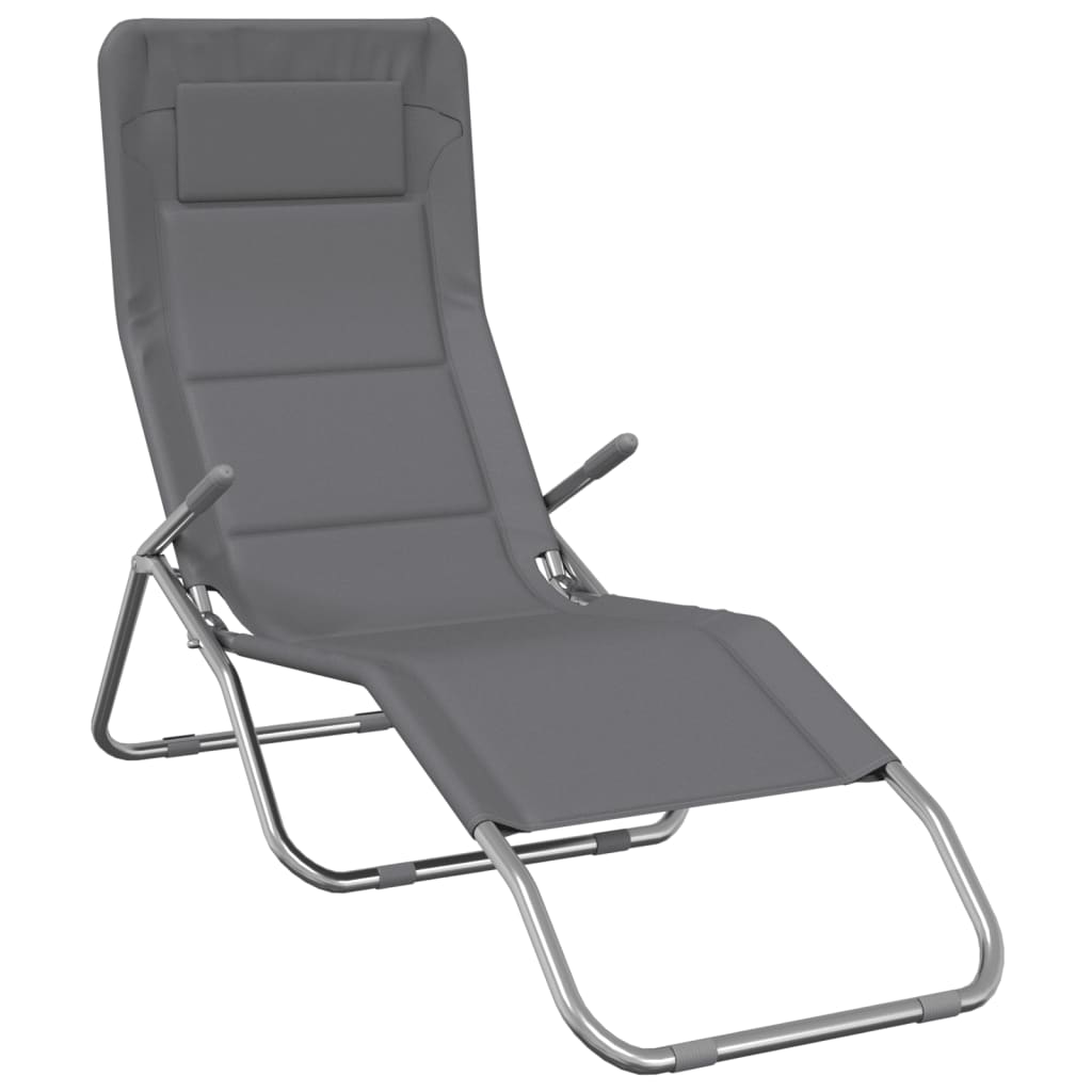 vidaXL Sun Loungers 2 pcs Foldable Textilene and Powder-Coated Steel Taupe