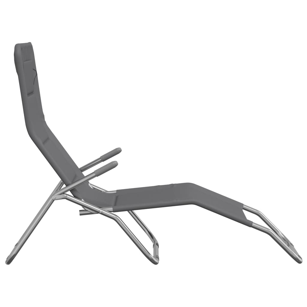 vidaXL Sun Loungers 2 pcs Foldable Textilene and Powder-Coated Steel Taupe