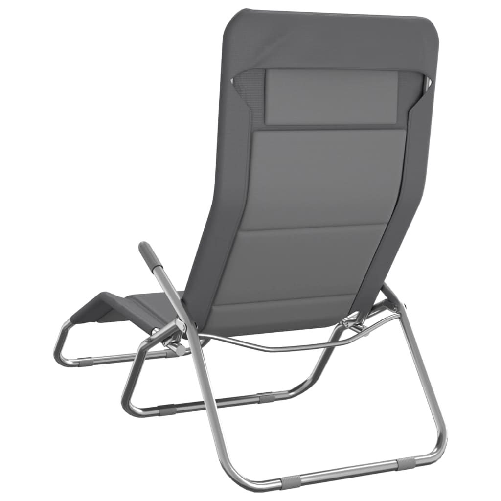 vidaXL Sun Loungers 2 pcs Foldable Textilene and Powder-Coated Steel Taupe