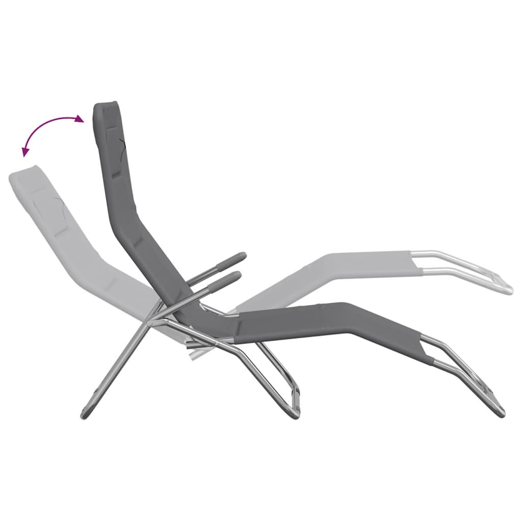 vidaXL Sun Loungers 2 pcs Foldable Textilene and Powder-Coated Steel Taupe