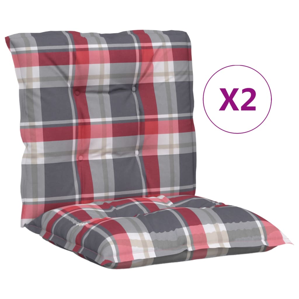 vidaXL Tuinstoelkussens 2 st lage rug geruit 100x50x7 cm stof rood