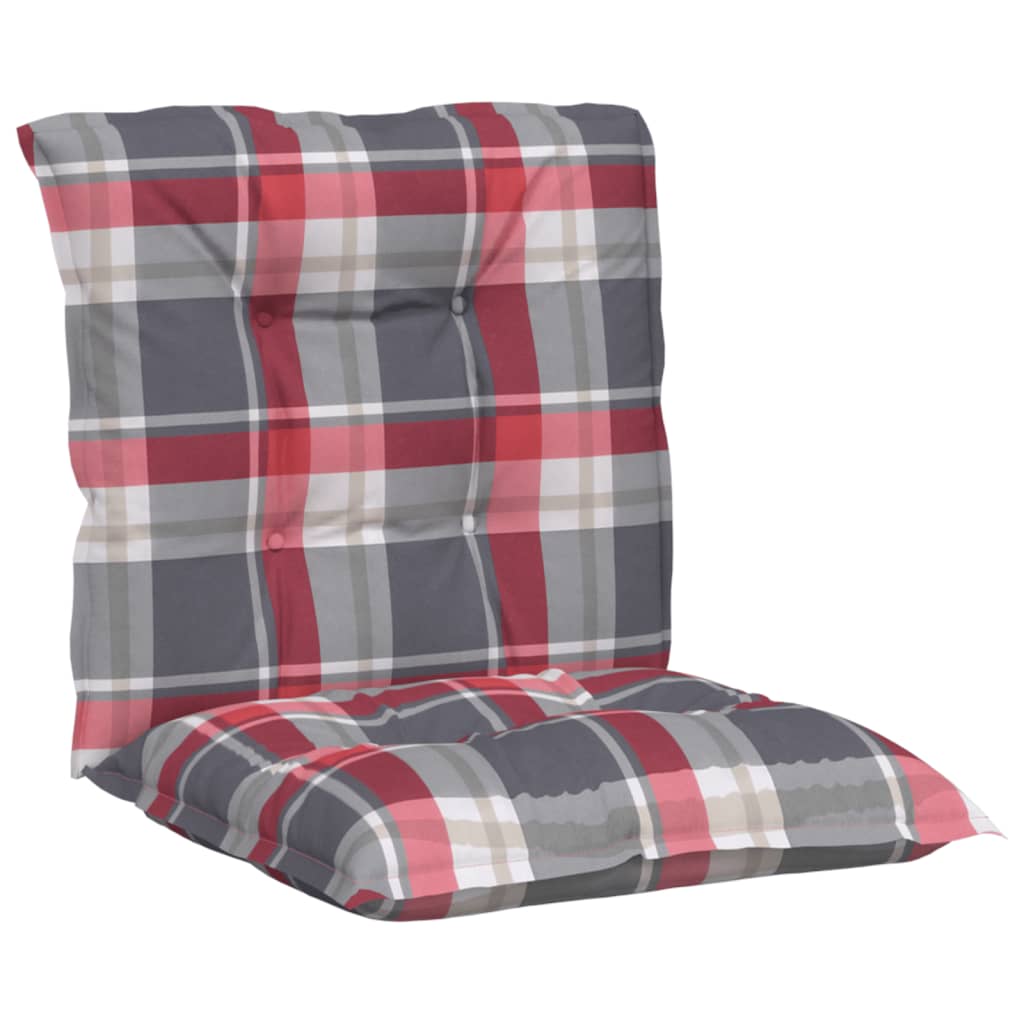 vidaXL Tuinstoelkussens 2 st lage rug geruit 100x50x7 cm stof rood