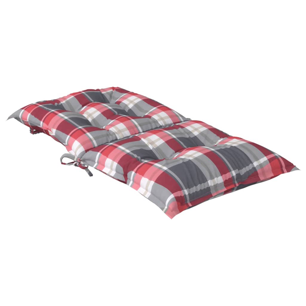 vidaXL Tuinstoelkussens 2 st lage rug geruit 100x50x7 cm stof rood