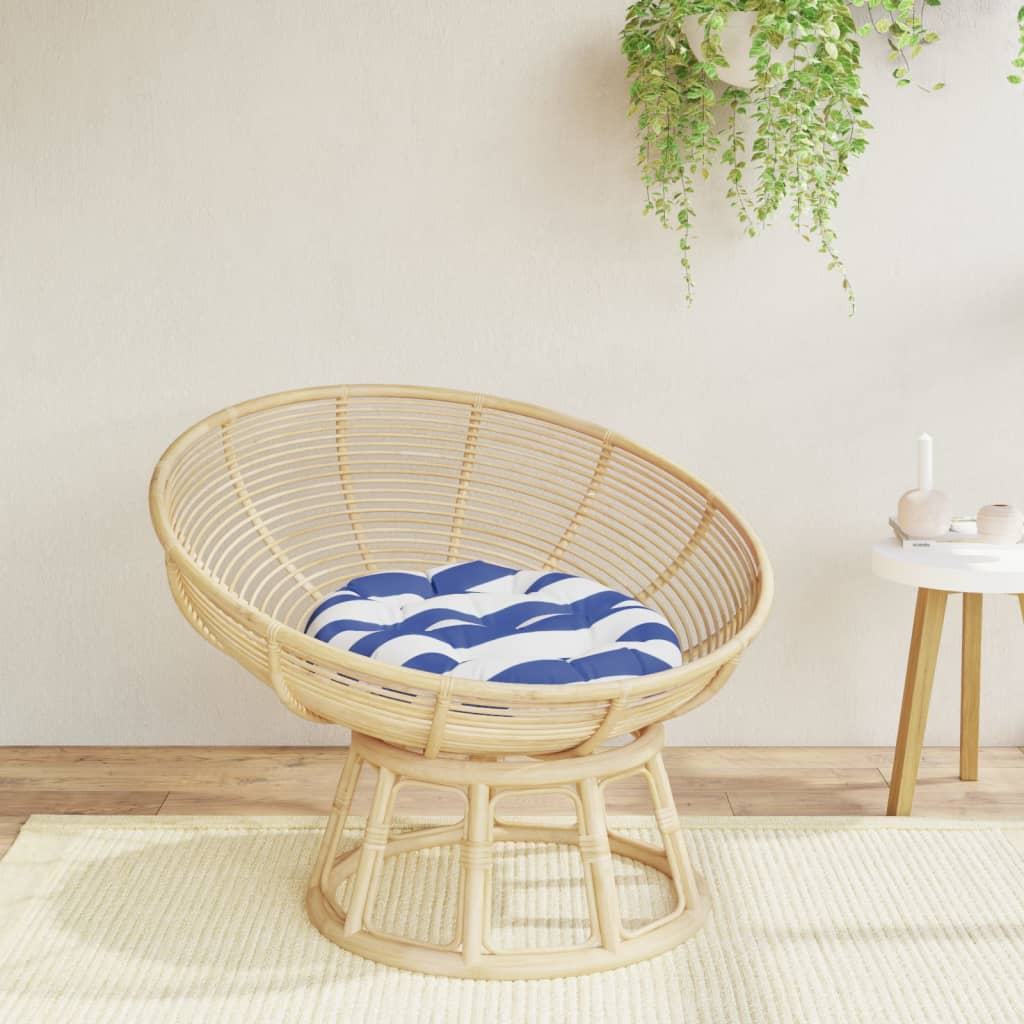 vidaXL Zitkussen rond gestreept Ø 100x11 cm oxford stof blauw wit