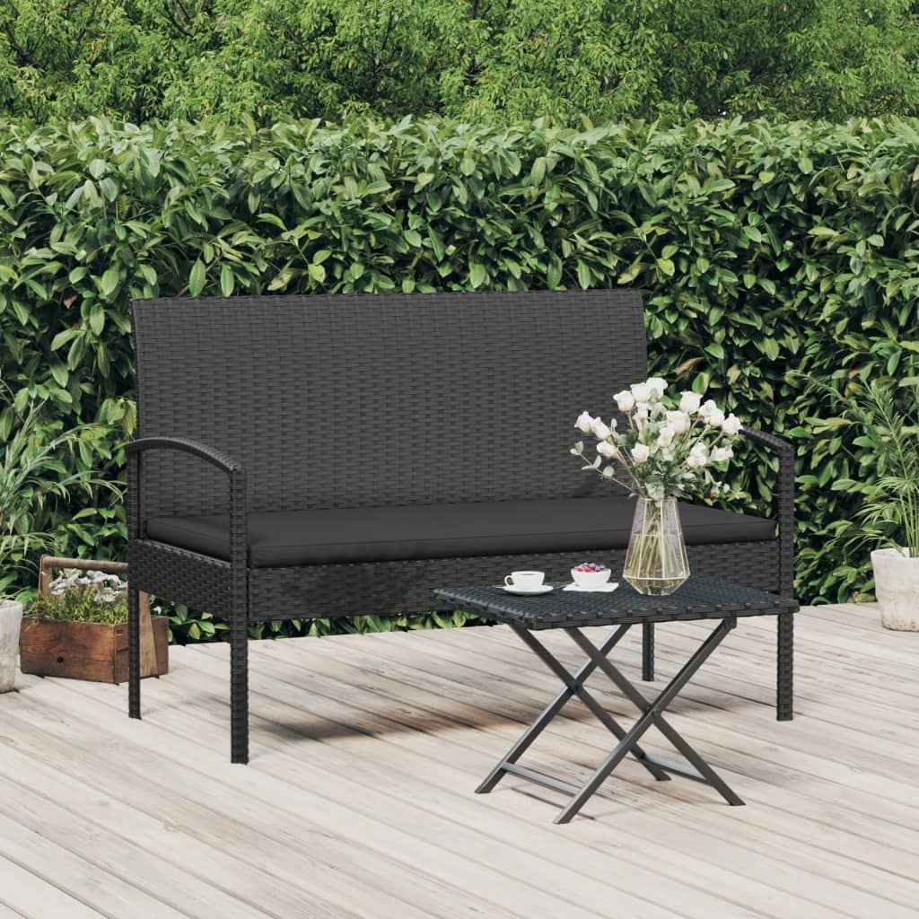 vidaXL Tuinbank met kussen 105 cm poly rattan grijs