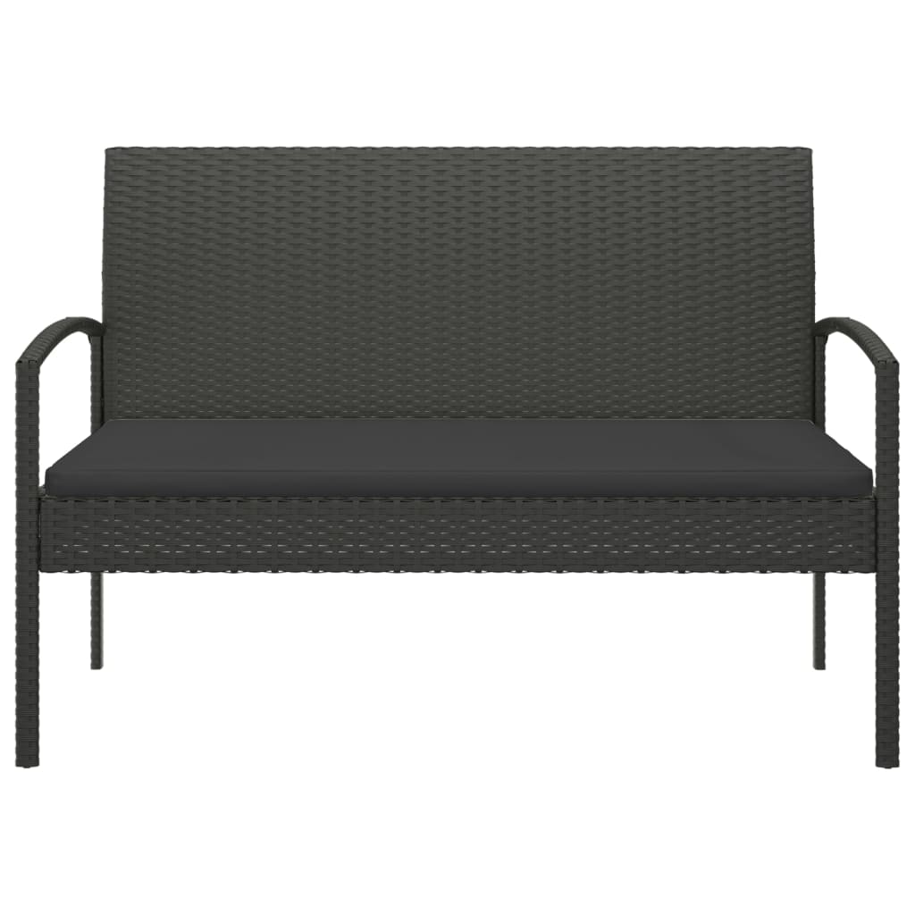 vidaXL Garden bench with cushion 105 cm poly rattan grey