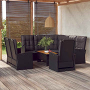 vidaXL 4-delige Loungeset met kussens poly rattan zwart
