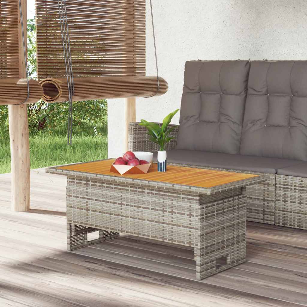vidaXL Tuintafel 100x50x43/63 cm acaciahout en poly rattan zwart