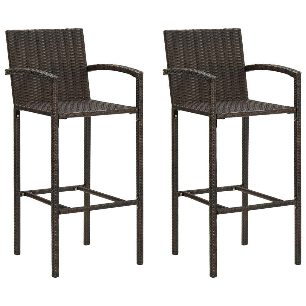 vidaXL Barkrukken 2 st poly rattan zwart