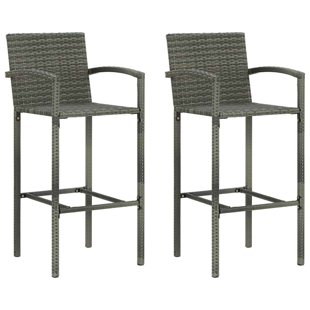 vidaXL Barkrukken 2 st poly rattan zwart