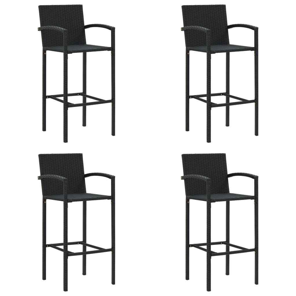 vidaXL Barkrukken 2 st poly rattan zwart