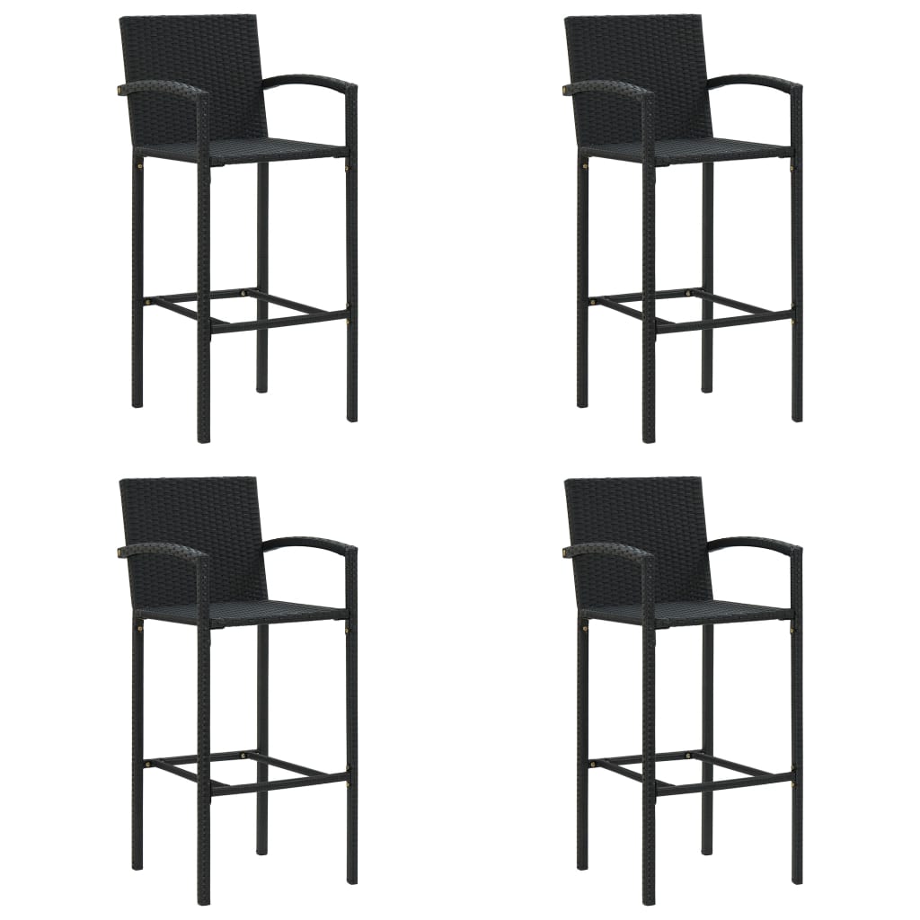 vidaXL Barkrukken 2 st poly rattan zwart