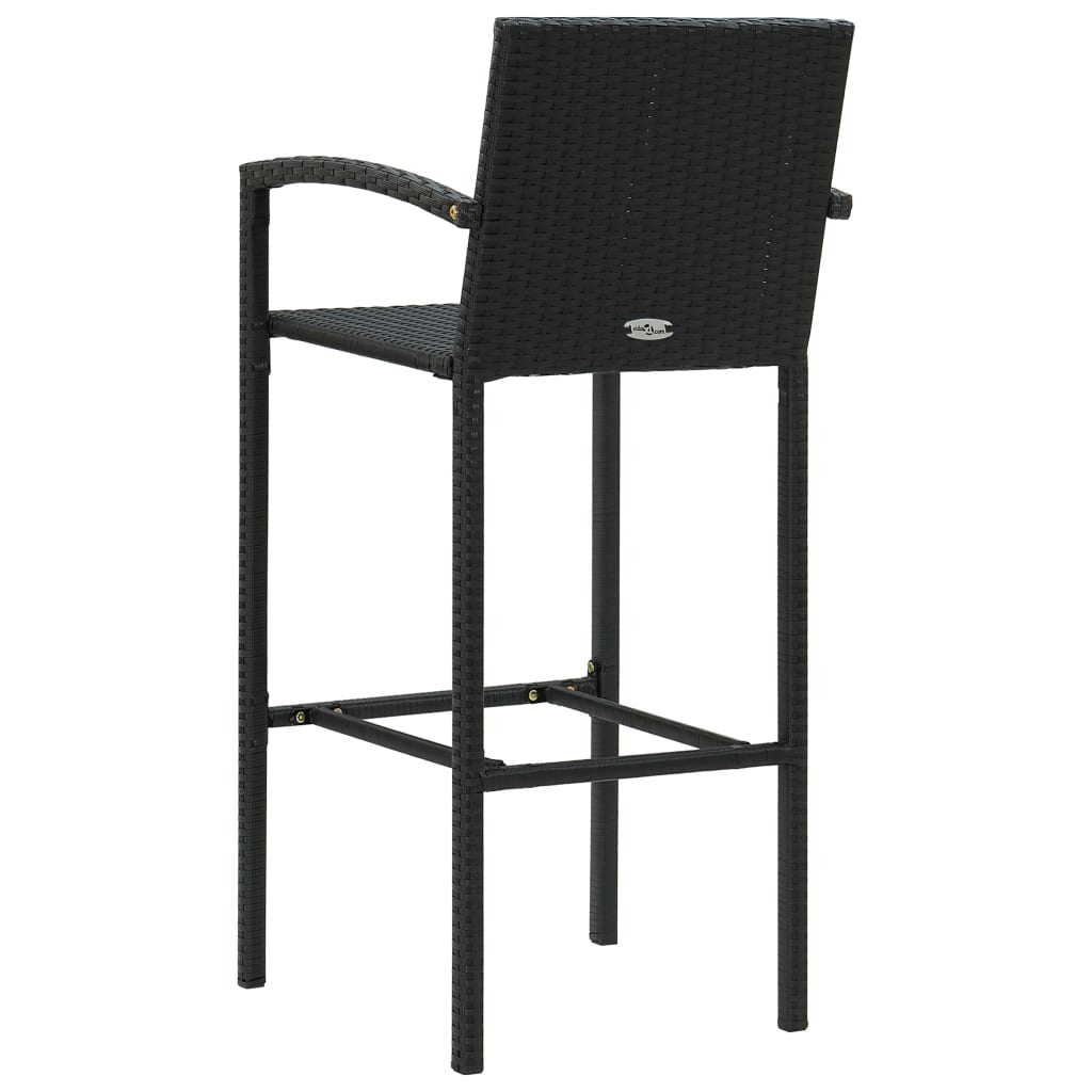 vidaXL Barkrukken 2 st poly rattan zwart