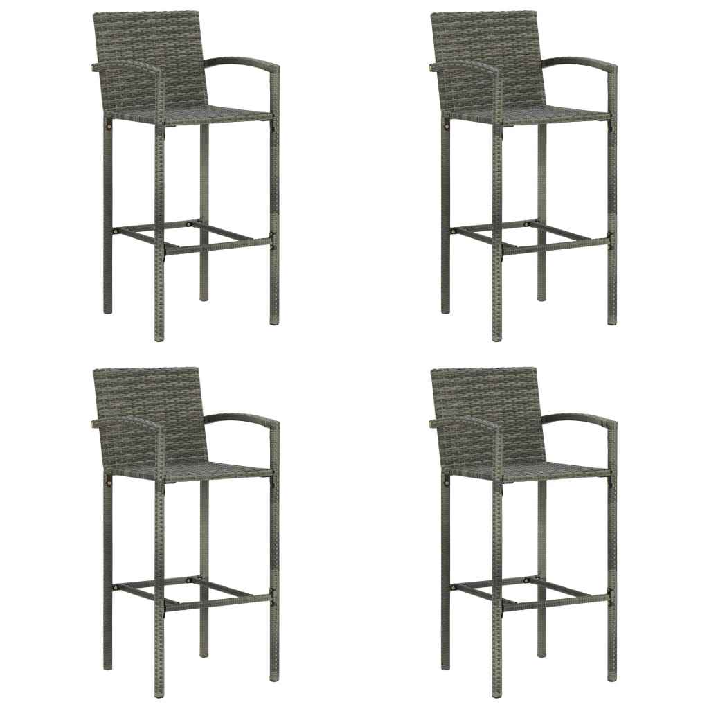 vidaXL Barkrukken 2 st poly rattan zwart