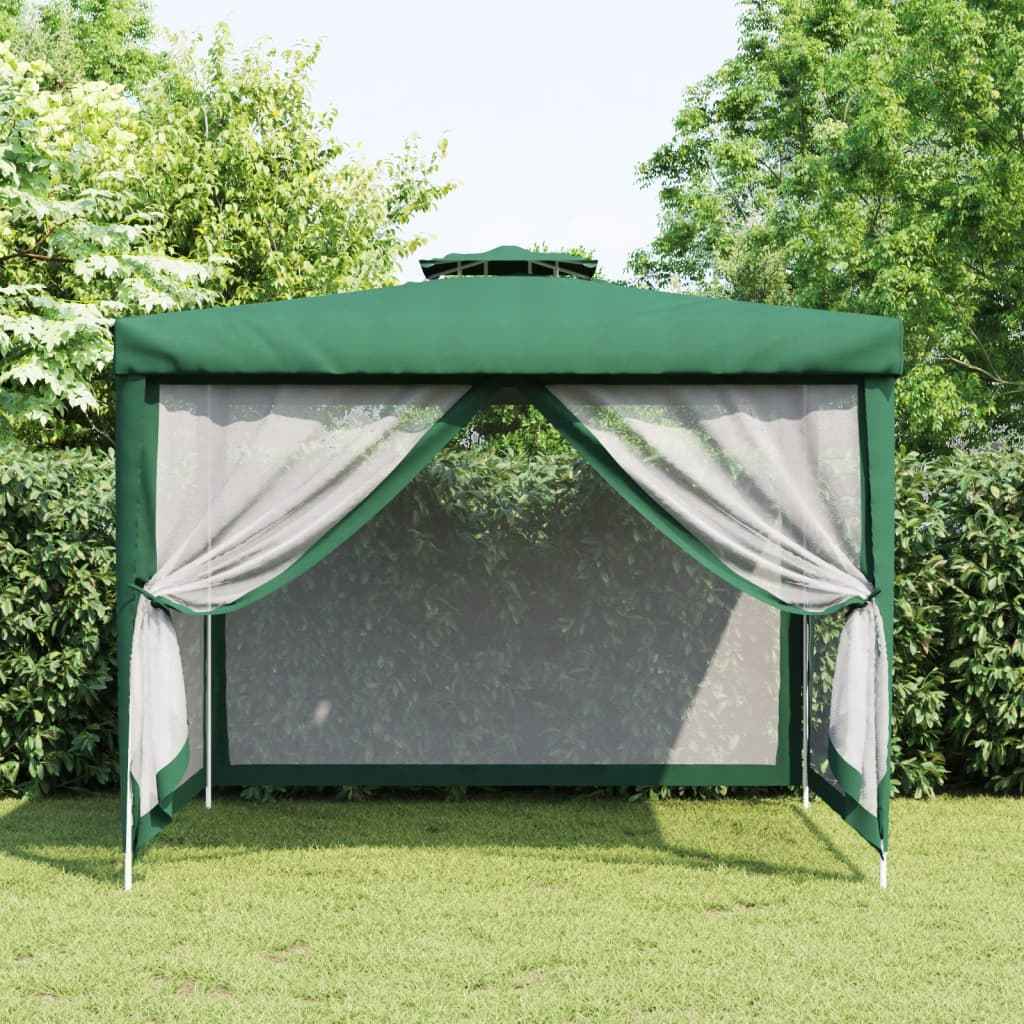 vidaXL Prieel met dubbel dak 3x3x2,68 m stof antracietkleurig