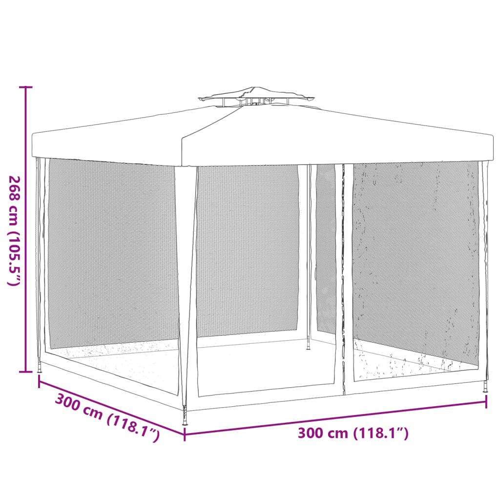 vidaXL Prieel met dubbel dak 3x3x2,68 m stof antracietkleurig