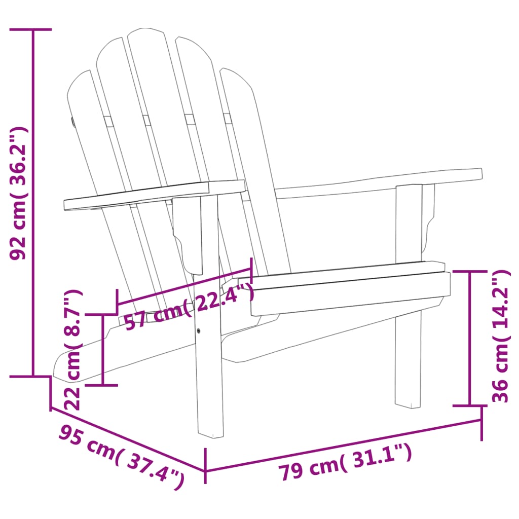 vidaXL Tuinstoel Adirondack 79x95x92 cm massief teakhout