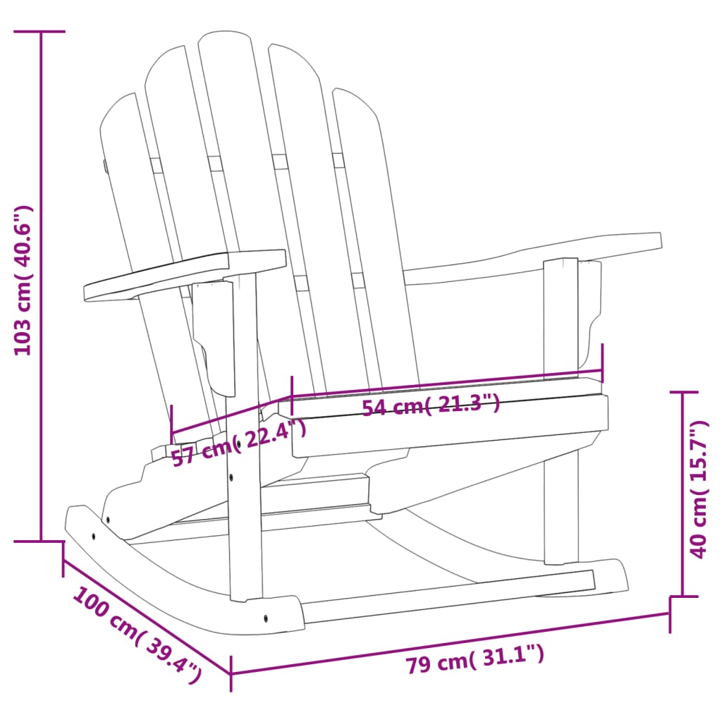 vidaXL Schommelstoel Adirondack 79x100x103 cm massief teakhout