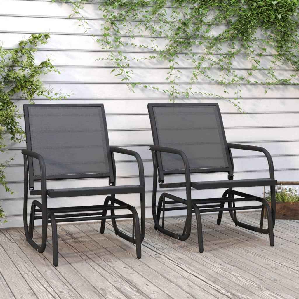 vidaXL Schuifstoelen voor tuin 2 st 61x76x87 cm textileen staal zwart