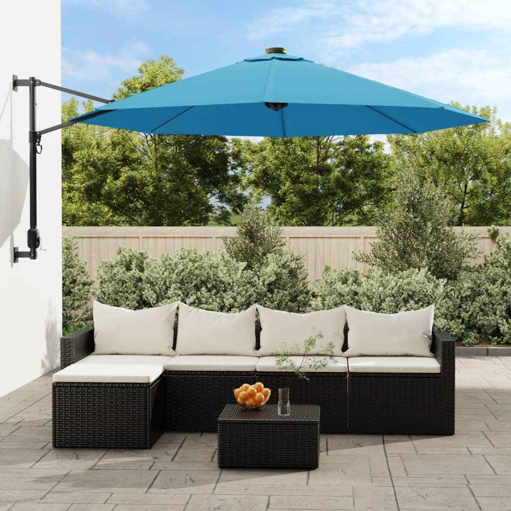 vidaXL Wandparasol 290 cm zeeblauw
