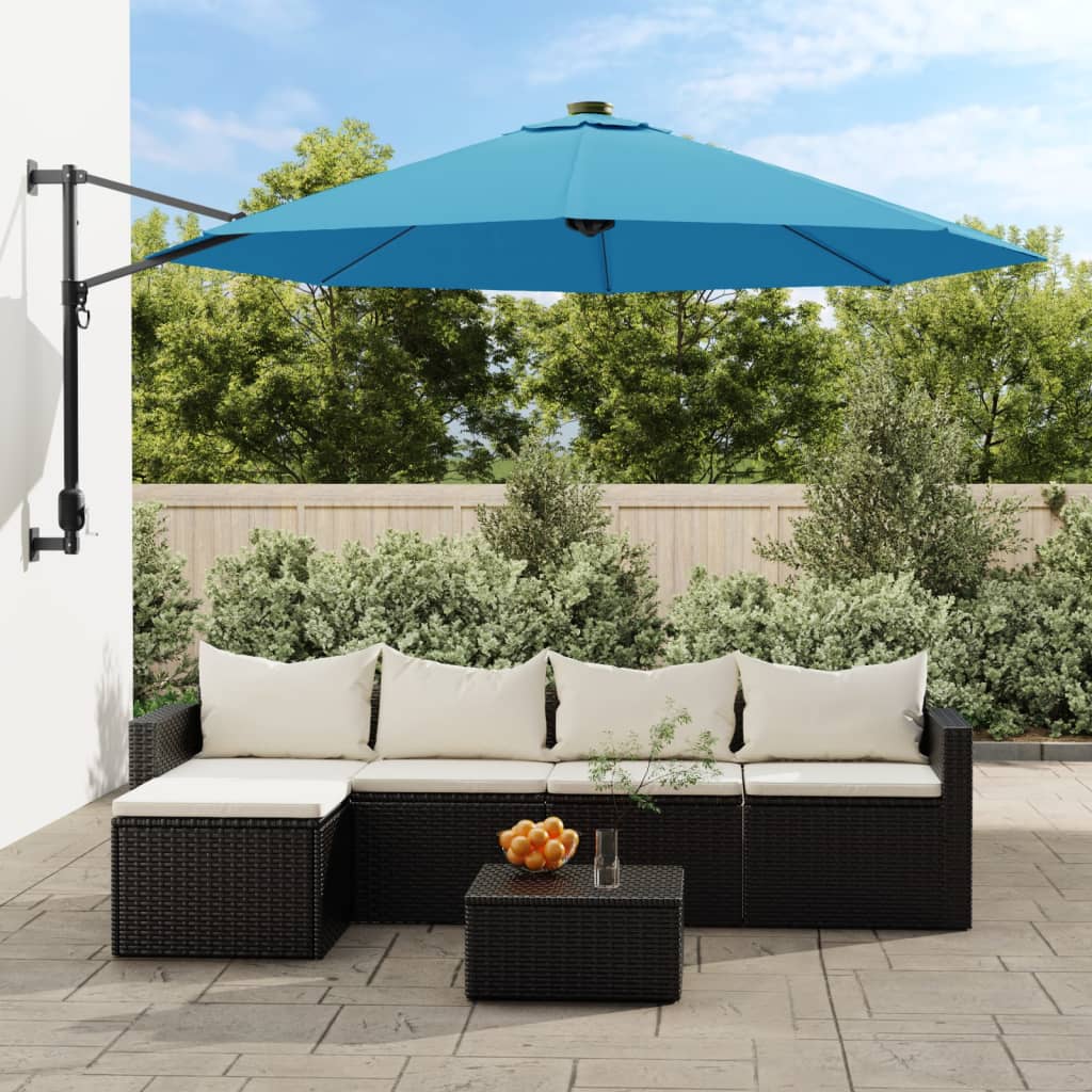 vidaXL Wandparasol 290 cm zeeblauw