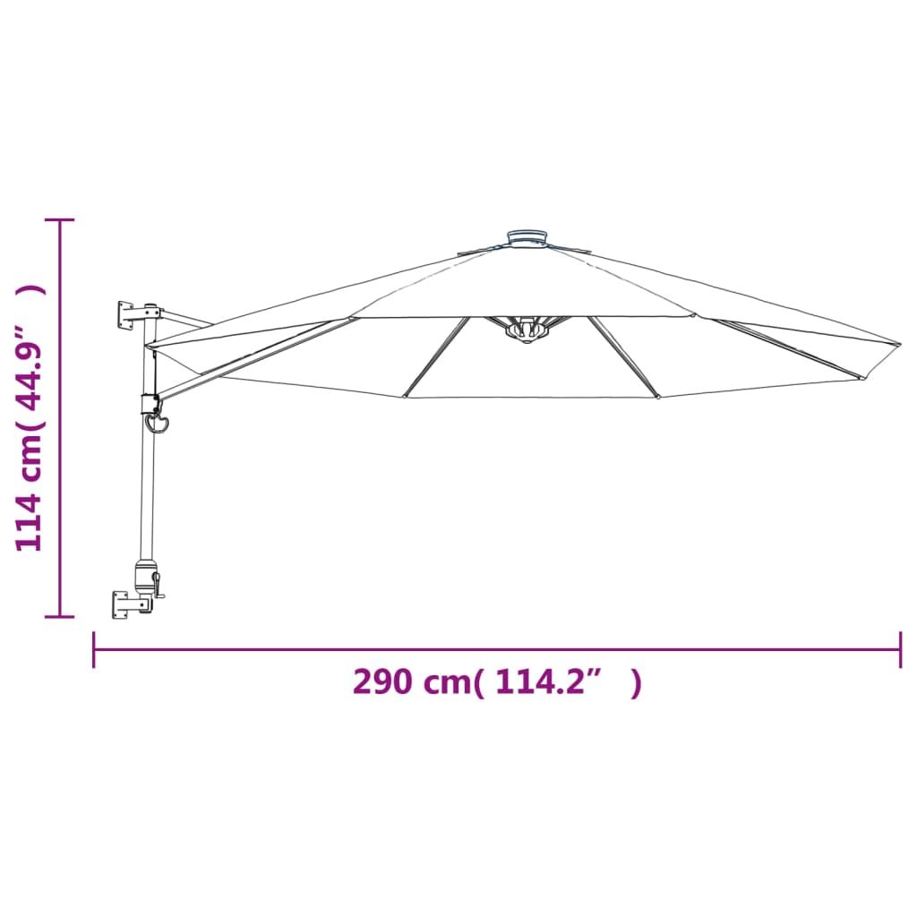 vidaXL Wandparasol 290 cm zeeblauw