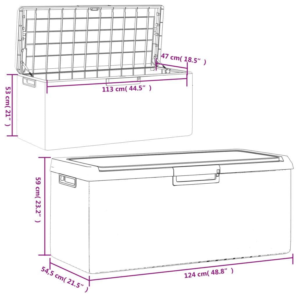 vidaXL Garden Storage Box with Cushion 350 L Polypropylene Anthracite