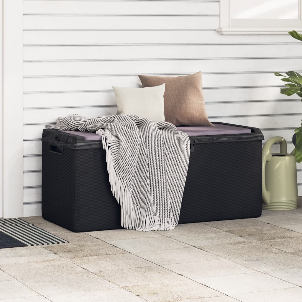 vidaXL Garden Storage Box with Cushion 350 L Polypropylene Anthracite