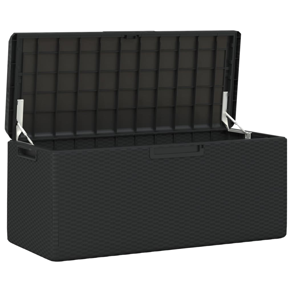 vidaXL Garden Storage Box with Cushion 350 L Polypropylene Anthracite