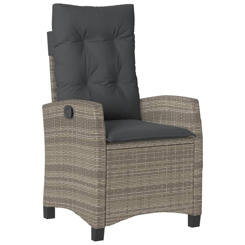 vidaXL 3-delige Bistroset met kussens poly rattan zwart