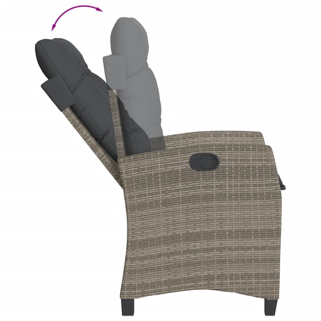 vidaXL 3-delige Bistroset met kussens poly rattan zwart