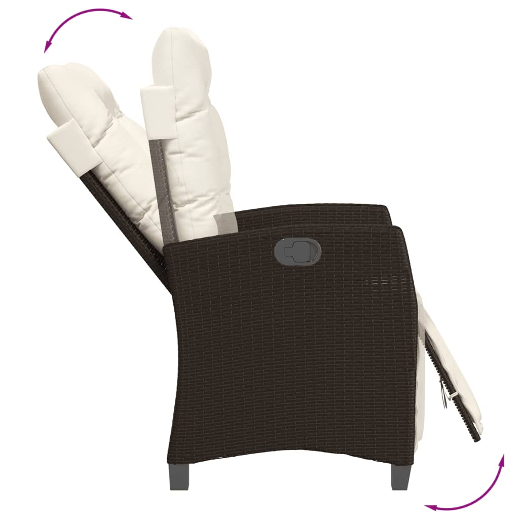 vidaXL 3-delige Bistroset met kussens poly rattan zwart