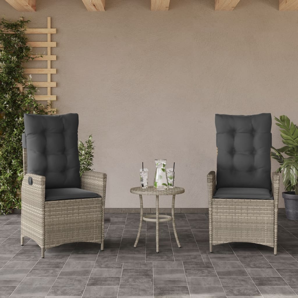 vidaXL 3-delige Bistroset met kussens poly rattan zwart