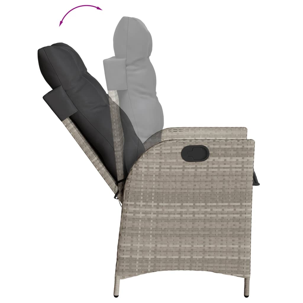 vidaXL 3-delige Bistroset met kussens poly rattan zwart
