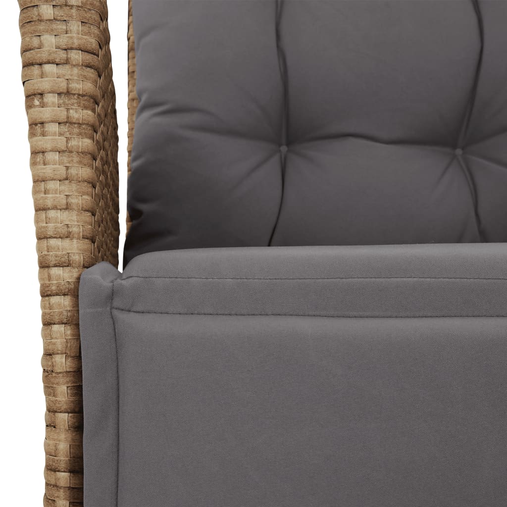 vidaXL 3-delige Bistroset met kussens poly rattan zwart