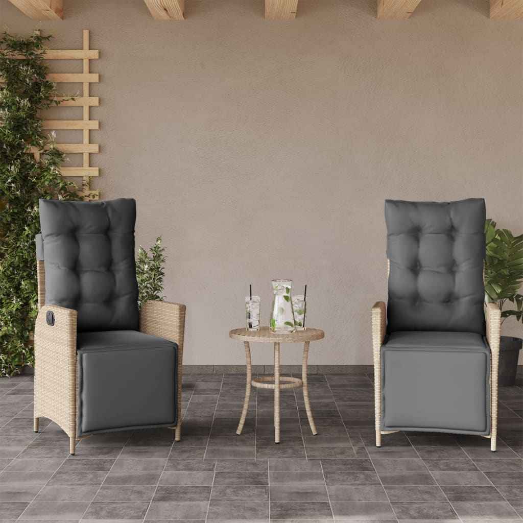 vidaXL 3-delige Bistroset met kussens poly rattan zwart