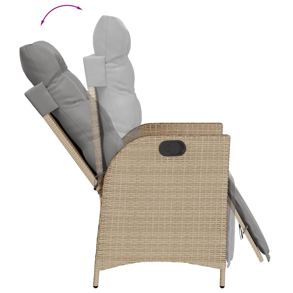 vidaXL 3-delige Bistroset met kussens poly rattan zwart