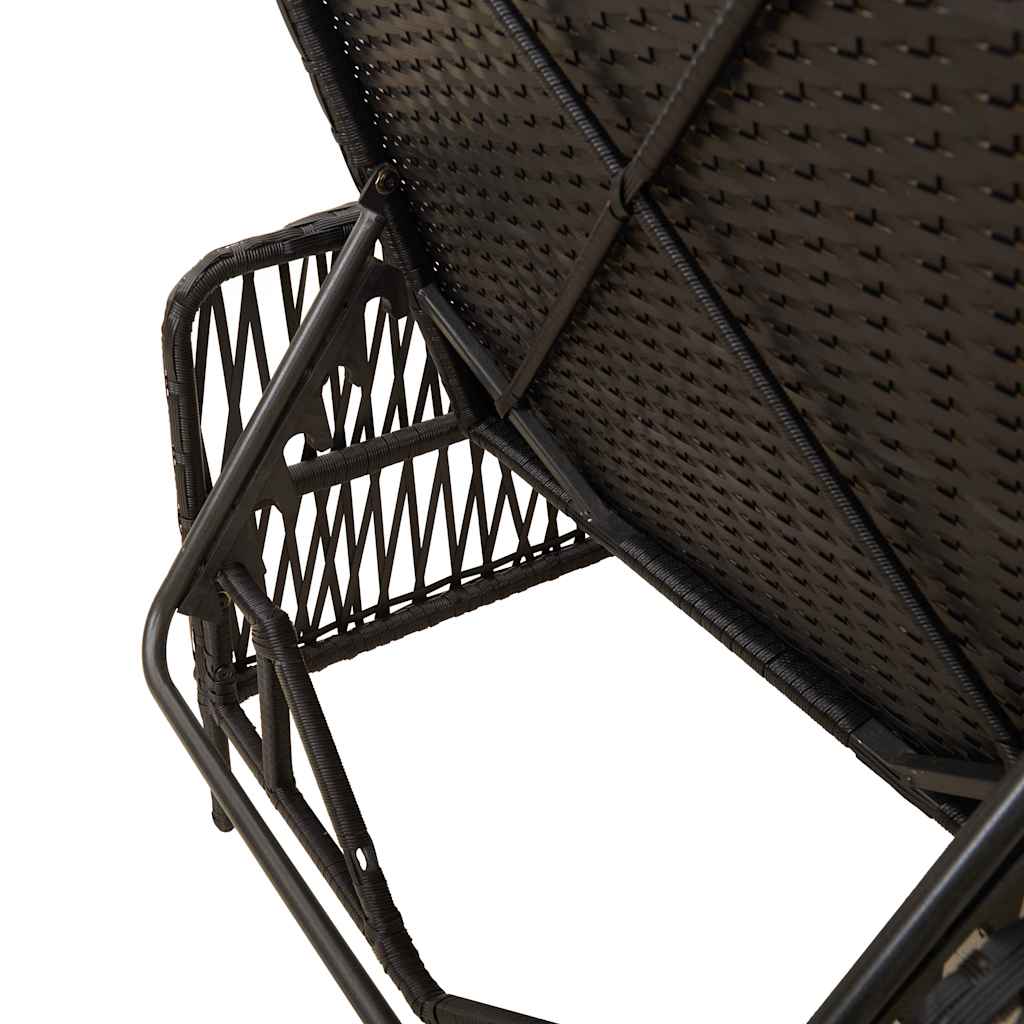 vidaXL Ligbed met Kussen Zwart van Poly Rattan